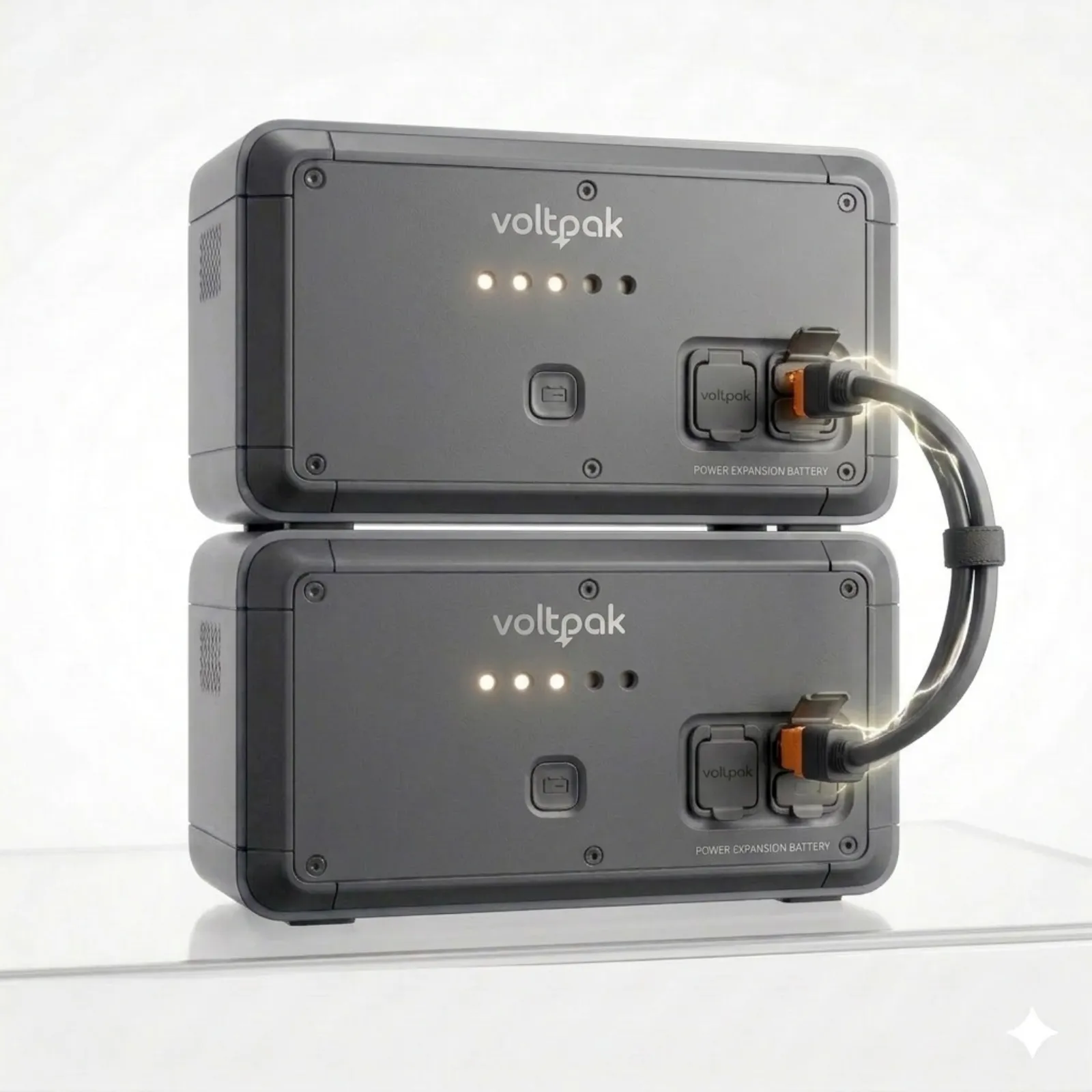 Multiple expansion batteries stacked with a station